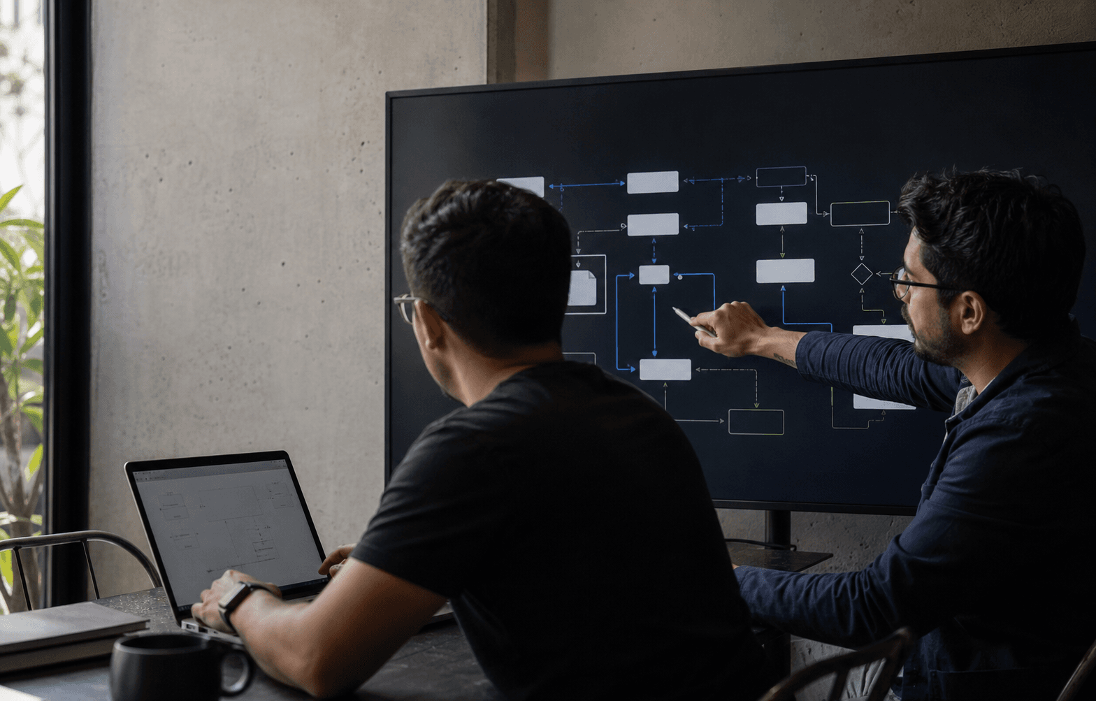 Espacio de trabajo ilustrativo para proyectos de software y tecnología